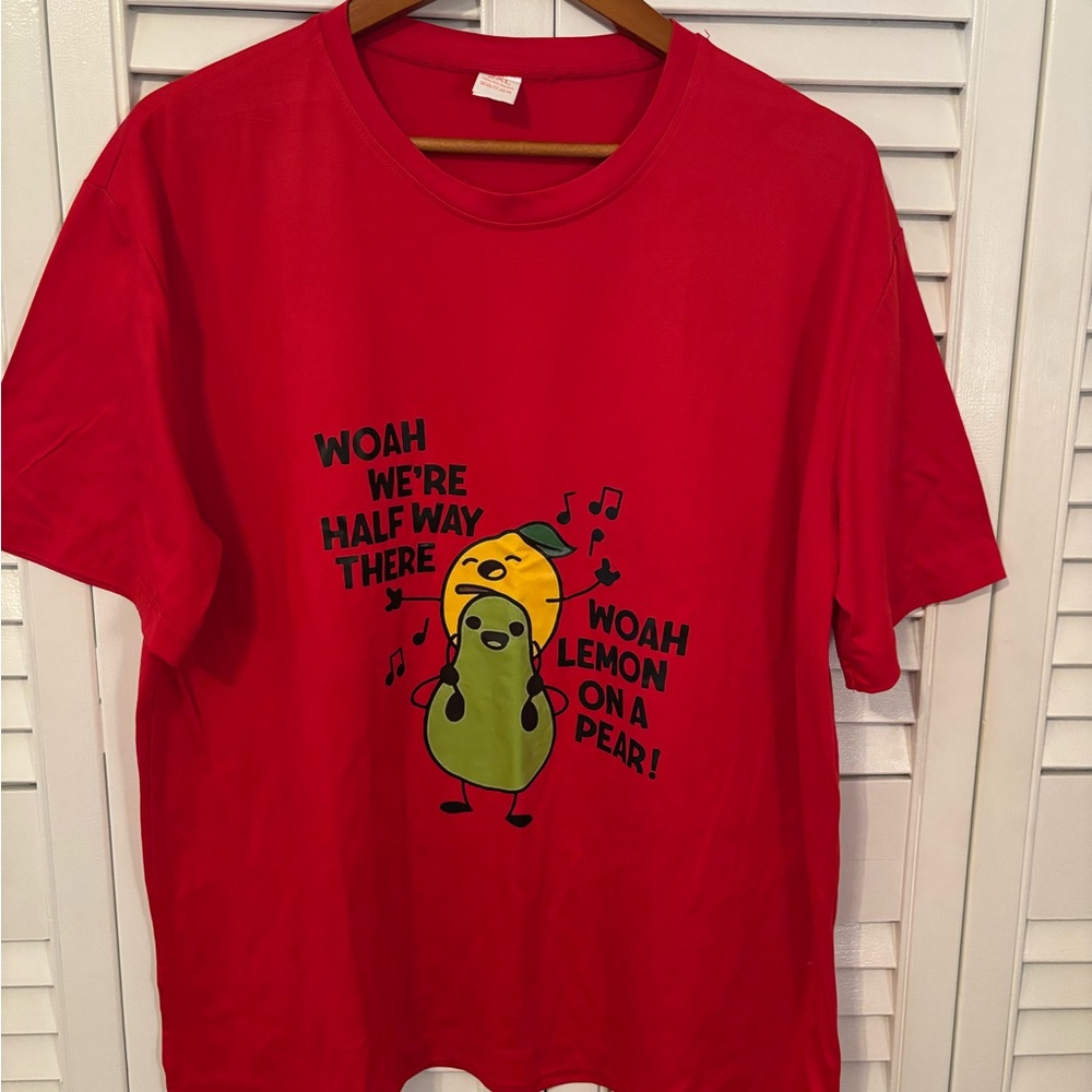 Lemon on a pear red t-shirt unisex 2XL